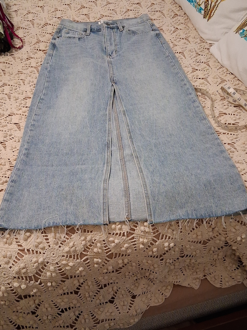 Light Blue Women's Denim Maxi Skirt